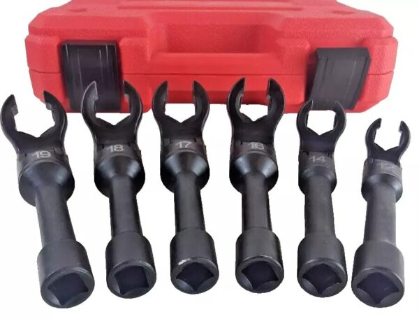 GTYPRO 6-Pcs Flexible Diesel Injector Line 3/8″ DR Socket Wrench Set Long Model (12mm-19mm)
