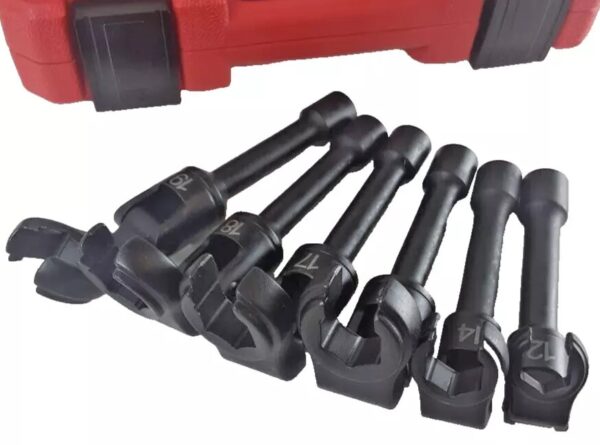 GTYPRO 6-Pcs Flexible Diesel Injector Line 3/8″ DR Socket Wrench Set Long Model (12mm-19mm)