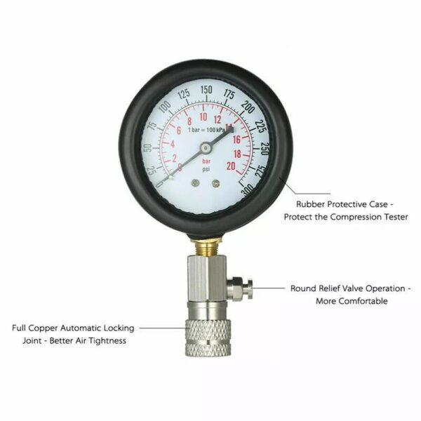 GTYPRO Car Diagnostic Cylinder Compressor Gauge Meter Test Pressure Compression Tester