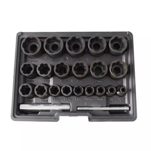 GTYPRO 22 Pieces 1/2” & 3/8″ Drive Bolt Nut Extractor Set
