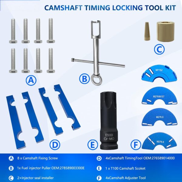 GTYPRO Engine Alignment Locking Timing Tool Kit with 4PCS Camshaft Adjuster Tool T100 Camshaft Socket