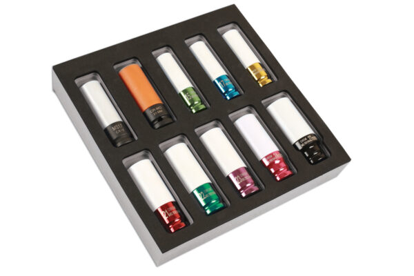 10pc Alloy Wheel Nut Master Kit 1/2″D 10pcs Non Marring Lug Nut Socket impact socket set