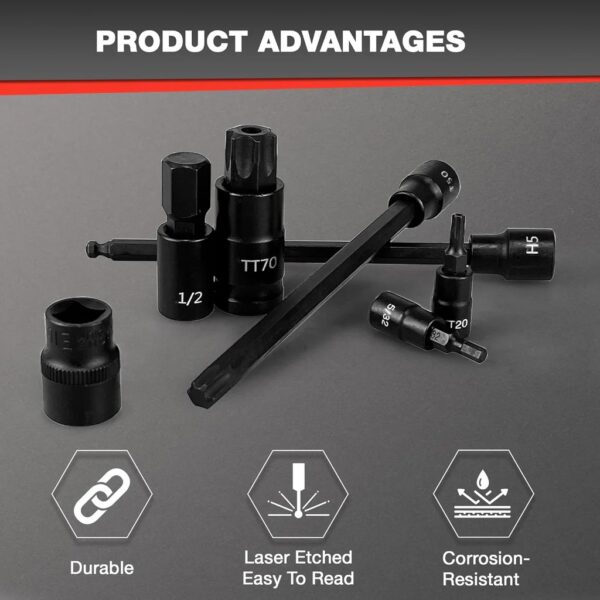 GTY 107pcs impact bit socket set 1/4” 3/8 1/2” drive bit socket set