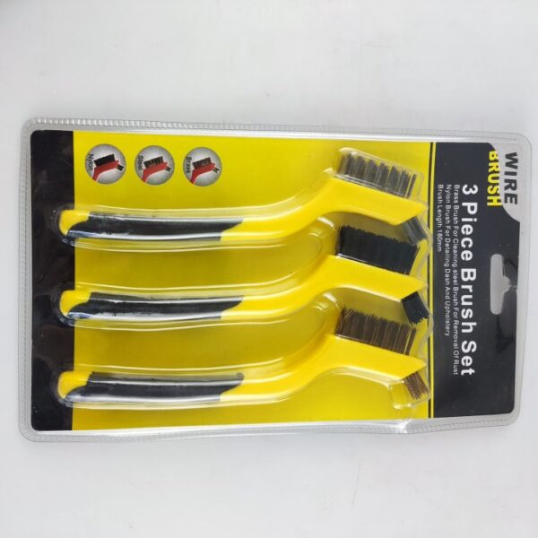 3 Piece Cleaning Brush Detailing Wire Brush Set, Brass, Stainless Steel, and Nylon Brush Head