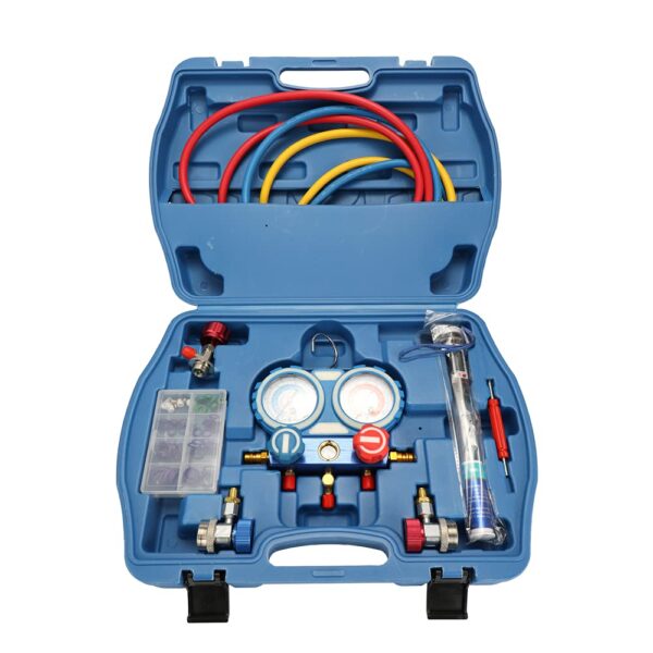 GTYPRO Car Air Conditioning Refrigerant Freon Double Valve Pressure Gauge with Seal Rings Diagnostic Repairing Tool Kit