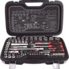 24pcs 3/8’’ impact sockets [SAE]:5/16,3/8,7/16,1/2,9/16,5/8,11/16,3/4,13/16,7/8 [METRIC]:8mm,9mm,10mm,11mm,12mm,13mm,14mm,15mm,16mm,17mm,18mm,19mm,21mm,22mm 2pcs Extension Bars: 3″, 6″ 1pcs 3/8″ Universal Joint 1pcs 3/8″ Impact Universal Joint 1pcs 3/8″ Ratchet Handle 1pcs 3/8″drill adaptor