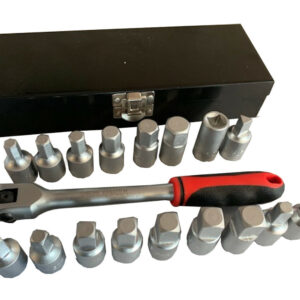 GTY TOOLS 18pcs 38 Oil Drain Plug Key Set Drive Sump Oil Axle Socket Tool Kit Wrench