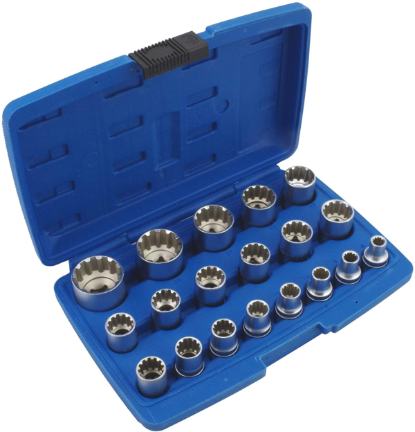 19PCS E-Profile Multi-Tooth 8-32 mm 12 Inch Multilock Socket Set